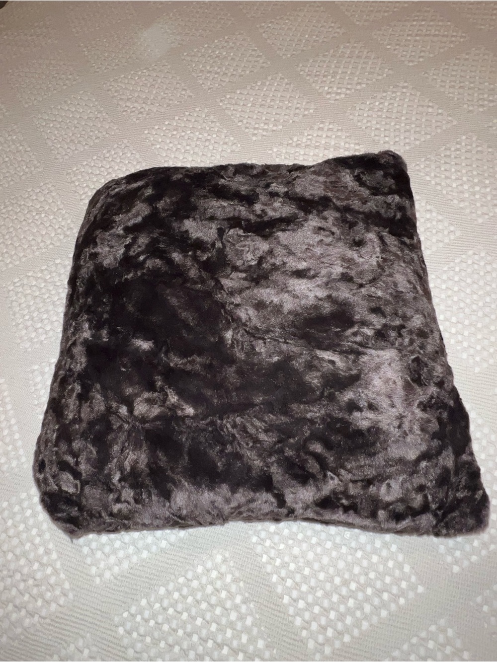 Plush Faux Fur Throw Pillow - Dark Brown